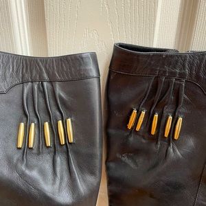 Versace leather long zip up high heel stiletto boots size 7